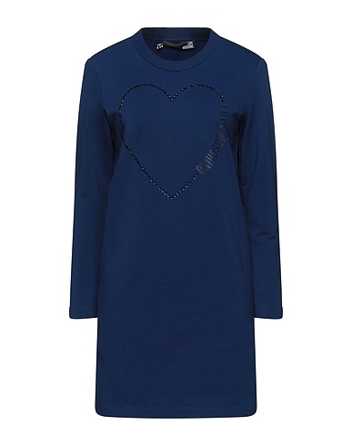 LOVE MOSCHINO Short dress Blue 95% Cotton, 5% Elastane