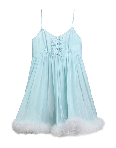 DOLCE&GABBANA Short dress Azure 100% Silk, Turkey feathers