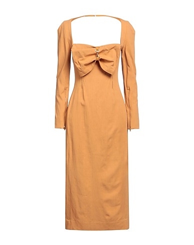 JACQUEMUS Midi dress Ocher 70% Viscose, 26% Linen, 4% Elastane