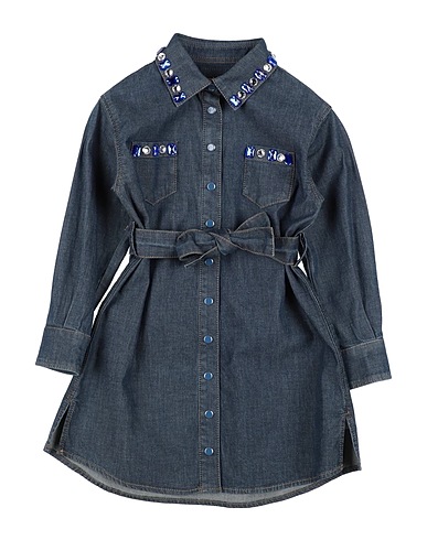 DOLCE&GABBANA Vestido para bebé  Blue 98% Cotton, 2% Elastane, Crystal