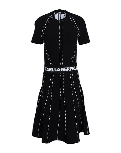 KARL LAGERFELD Midi dress S/SLV KNITTED LOGO DRESS
 Black 50% Viscose, 50% Polyester
