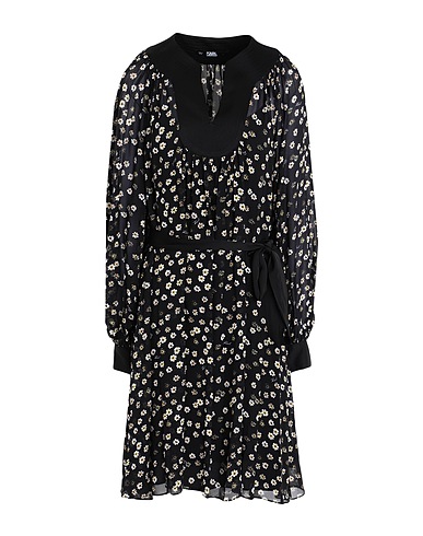 KARL LAGERFELD Midi dress PRINTED VISCOSE GGT DRESS
 Black 100% Viscose