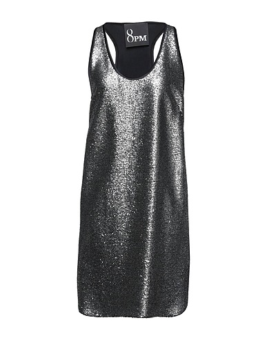 8PM Short dress Silver 81% Acrylic, 19% Polyamide, Polyester