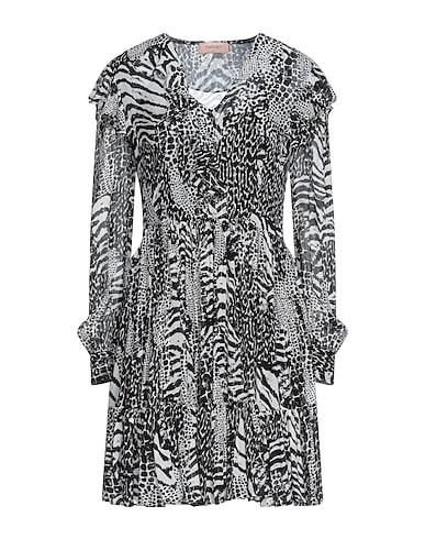 TWINSET Short dress Black 80% Viscose, 18% Silk, 2% Metallic fiber