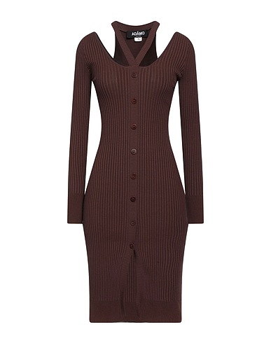 ANDREĀDAMO Sheath dress Brown 80% Viscose, 10% Polyester, 9% Polyamide, 1% Elastane