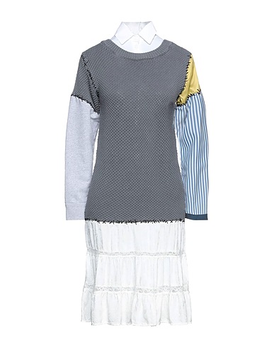 MOSCHINO Midi dress Grey 100% Cotton, Virgin Wool, Synthetic fibers