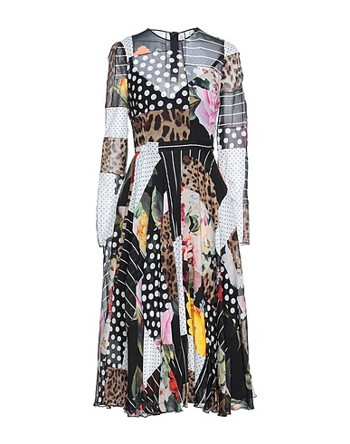 DOLCE&GABBANA Midi dress Black 91% Silk, 9% Elastane