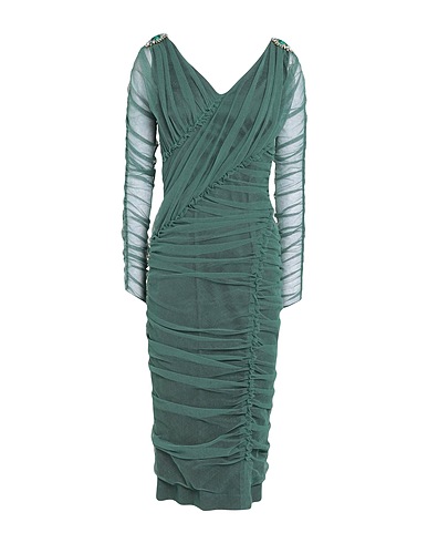 DOLCE&GABBANA Midi dress Dark green 53% Cotton, 26% Polyamide, 21% Elastane