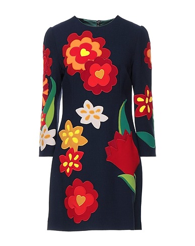 DOLCE&GABBANA Short dress Midnight blue 100% Wool, Eucalyptus viscose, Acetate, Virgin Wool, Polyamide