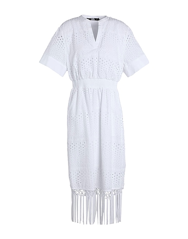 KARL LAGERFELD Vestido de verano BRODERIE ANGLAISE DRESS Blanco 100% Algodón