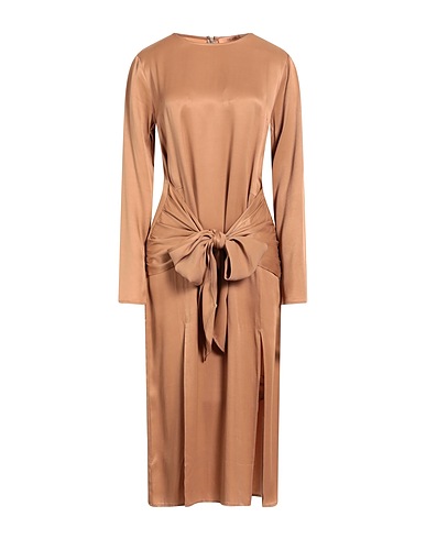 THE ANDAMANE Midi dress Camel 71% Acetate, 29% Viscose