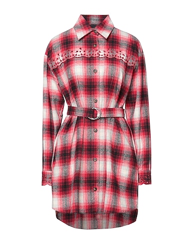PINKO Shirt dress Red 77% Cotton, 19% Polyester, 2% Viscose, 1% Polyamide, 1% Acrylic
