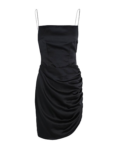 NINEMINUTES Short dress MINI ABITO IN RASO Black 97% Polyester, 3% Elastane