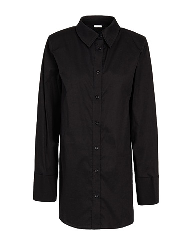 8 by YOOX Vestito chemisier COTTON BLEND SHOULDER PAD MINI SHIRT DRESS
 Nero 97% Cotone, 3% Elastan