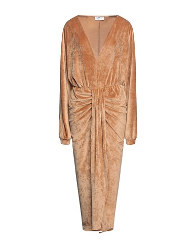 SIMONA A Langes Kleid Beige 94% Polyester, 6% Elastan