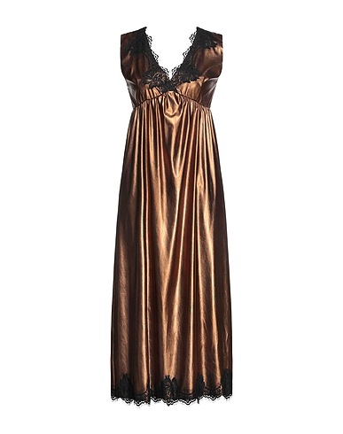 PINK MEMORIES Midi dress Bronze 100% Polyester, Polyurethane, Nylon