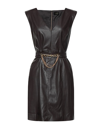 LIU •JO Sheath dress Dark brown 100% Polyester, Polyurethane resin