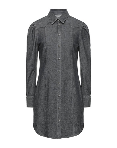 DONDUP Hemdkleid Schwarz 92% Baumwolle, 6% Kaschmir, 2% Elastan