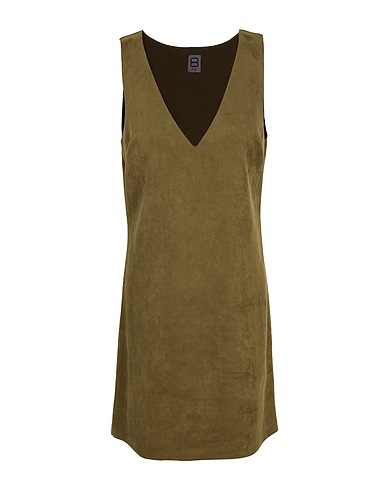 8 by YOOX オフィスワンピース SUEDE MINI DRESS ダークグリーン ポリエステル 95% / ポリウレタン 5%