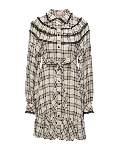 TWINSET Shirt dress Beige 75% Viscose, 25% Wool, Polyamide