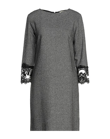 PINK MEMORIES Short dress Grey 60% Wool, 35% Polyester, 5% Other Fibres, Cotton, Polyamide