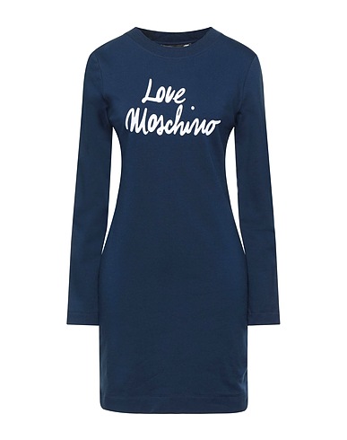 LOVE MOSCHINO Short dress Midnight blue 95% Cotton, 5% Elastane