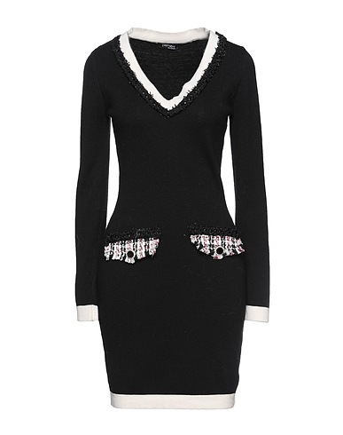 FRACOMINA Short dress Black 55% Polyester, 20% Acrylic, 20% Nylon, 5% Wool