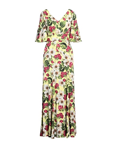 DOLCE&GABBANA ロングワンピース・ドレス パステルイエロー シルク 89% / ポリウレタン 11%