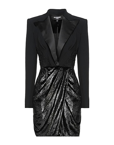 LES HOMMES - FEMME Blazer dress Black 66% Viscose, 32% Acetate, 2% Elastane, Polyester, Polyamide