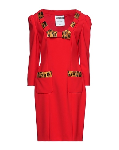 MOSCHINO Midi dress COUTURE Red 89% Polyester, 11% Polyurethane, Cotton, Viscose
