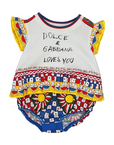 DOLCE&GABBANA Baby jumpsuit White 100% Cotton, Polyurethane, Elastane