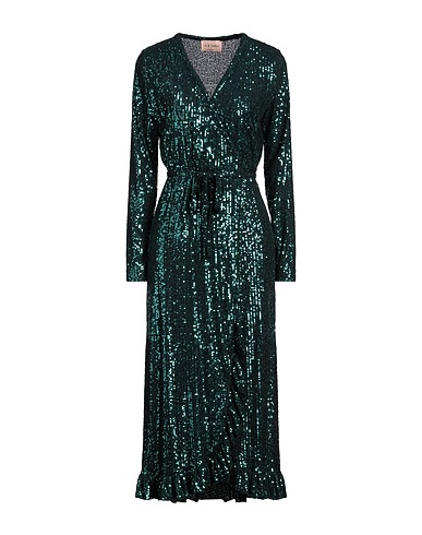 LE TWINS Midi dress Emerald green 100% Polyamide