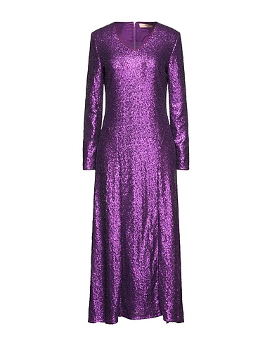 TWINSET Long dress Purple 97% Cotton, 3% Elastane, Viscose, Mother-of-pearl