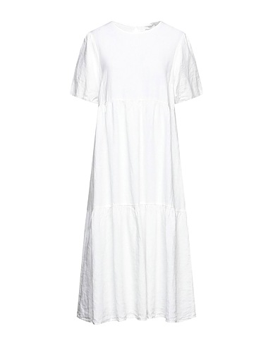 PESERICO Midi dress White 100% Linen, Cotton