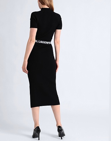 midi dresses karl lagerfeld dresses uk KARL LAGERFELD Dresses Black Women's Midi Dress YOOX