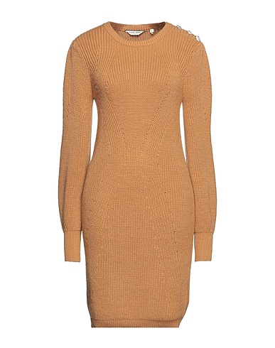 NAF NAF Short dress Camel 85% Acrylic, 15% Wool