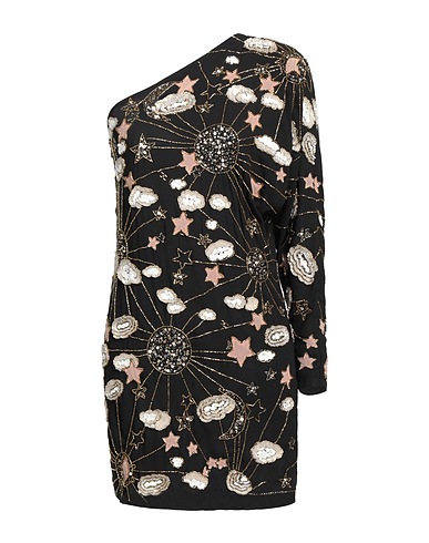 ELISABETTA FRANCHI Robe asymétrique Noir 100% Polyester, Viscose