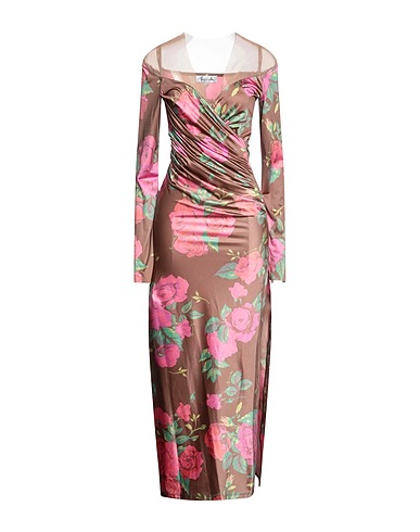 FEMINISTA Long dress Khaki 100% Polyester