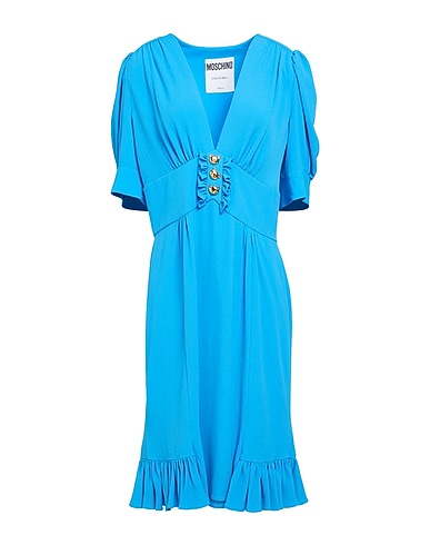 MOSCHINO ひざ丈ワンピース アジュールブルー シルク 51% / アセテート 49%