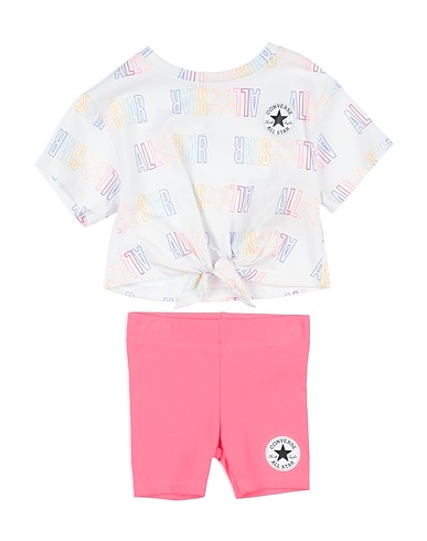 CONVERSE Baby co-ord  TIE FRONT TOP & BIKER SHORT SE
 White 100% Cotton