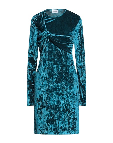 DONDUP Short dress Deep teal 93% Polyester, 7% Elastane