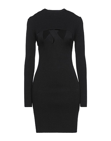 ISABELLE BLANCHE Paris Kurzes Kleid Schwarz 40% Acryl, 30% Polyester, 20% Lyocell, 10% Wolle