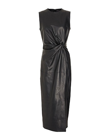 8 by YOOX Midi dress LEATHER DRAPE & KNOT PENCIL MIDI DRESS
 Black 100% Lambskin