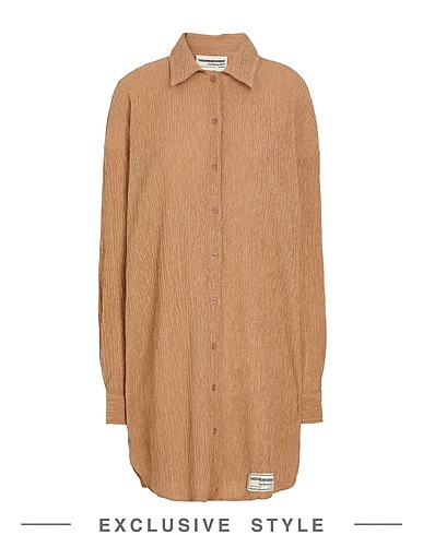 THE GIVING MOVEMENT x YOOX Shirt dress Light brown 97% Recycled polyester, 3% Recycled elastane