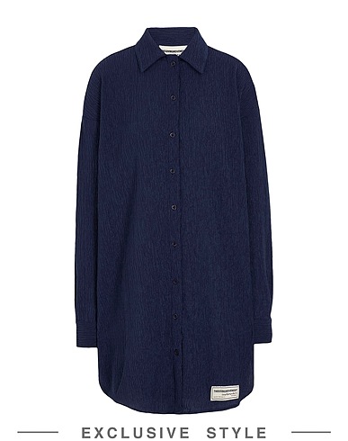 THE GIVING MOVEMENT x YOOX Shirt dress Midnight blue 97% Recycled polyester, 3% Recycled elastane