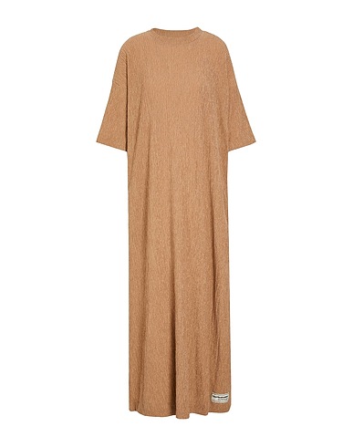 THE GIVING MOVEMENT x YOOX Langes Kleid Crinkle Dress
 Hellbraun 97% Recyceltes Polyester, 3% Recyceltes Elastan
