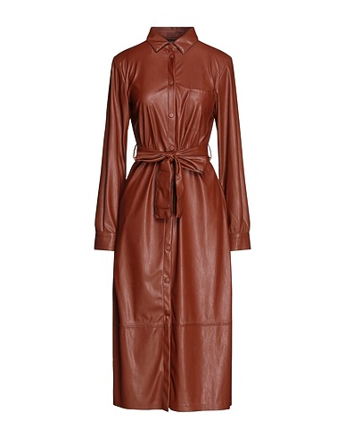 PINKO Midi dress Brown 100% Polyester, Polyurethane