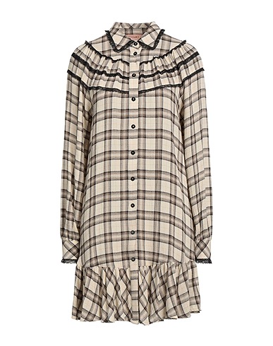 TWINSET Shirt dress Beige 75% Viscose, 25% Wool, Polyamide