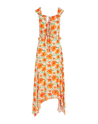 TOPSHOP Midi dress Orange 100% Viscose