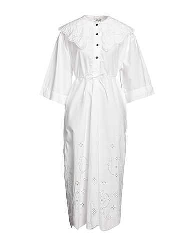 GANNI Midi dress White 100% Cotton